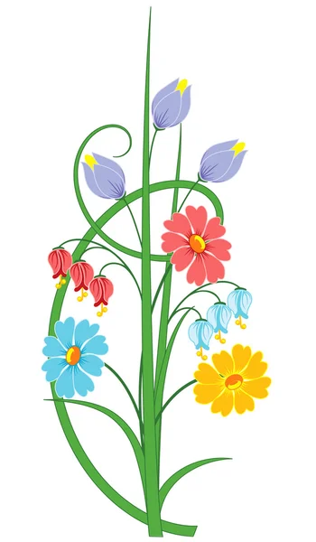 Blumenzeichnung auf weißem Hintergrund. — Stockvektor