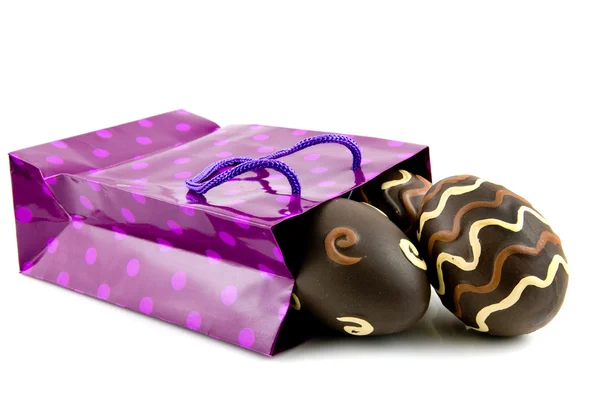Фіолетова торгова сумка з великодніми яйцями Ліцензійні Стокові Фото