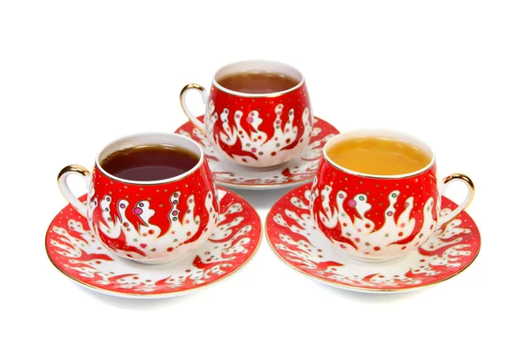 Three decorated china cups — Stock Photo, Image