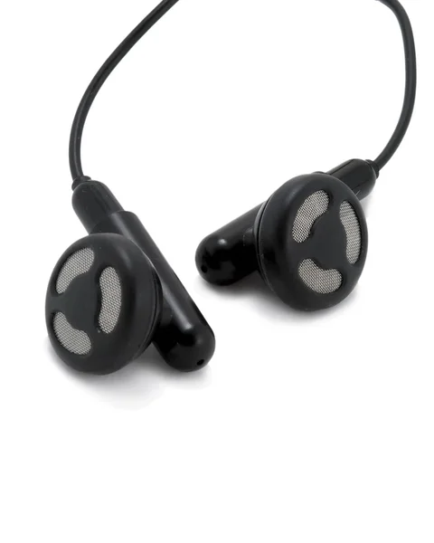 Černá sluchátka izolovaných na bílém — Stock fotografie