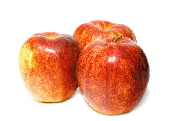 Три красных яблока над белым — стоковое фото