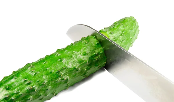 Cucumber and knife — Stock Photo, Image