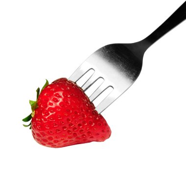 Strawberry on fork clipart