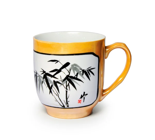 Tasse mit Bambus entworfen — Stockfoto