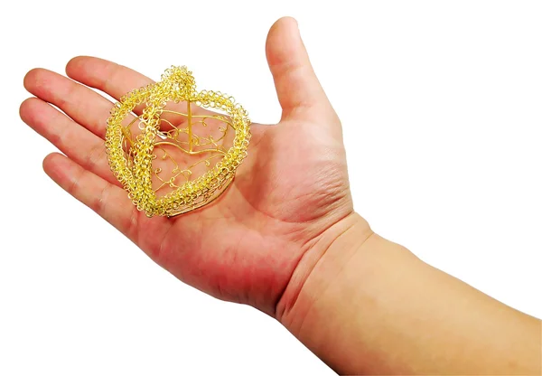 stock image Hand holding a Heart-shaped basket