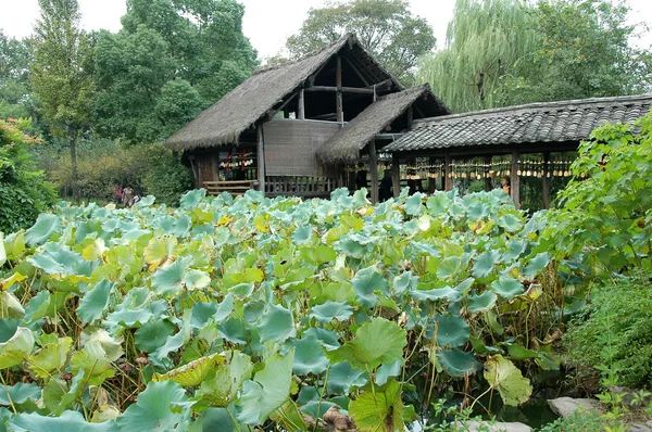 Ancienne maison avec étang en Chine — Photo