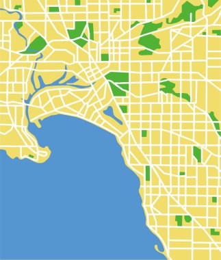 Vector illustration map of Melbourne clipart