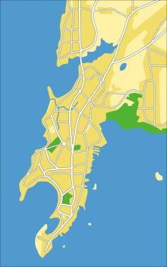 Vector illustration map of Mumbai clipart