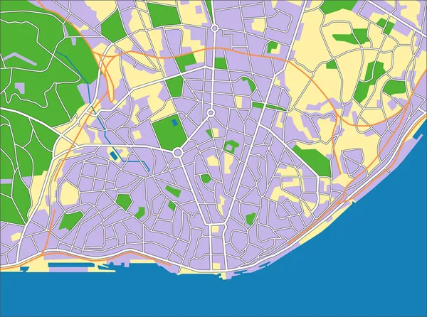 Векторная карта Лиссабона — стоковый вектор