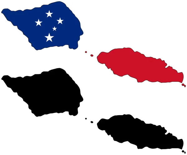 Bandera y silueta de Samoa — Vector de stock