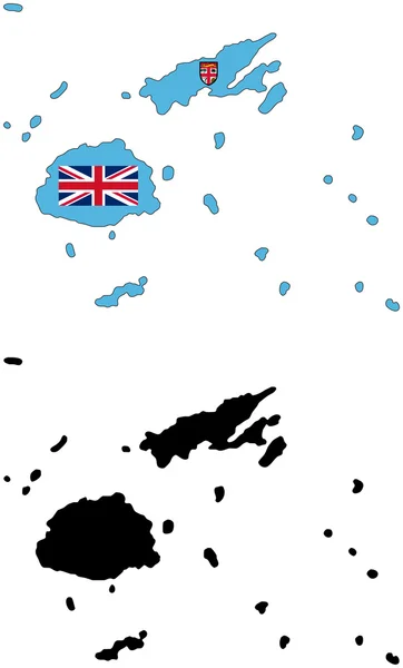 Vlag en silhouet van fiji — Stockvector
