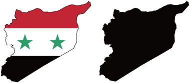 Flag and silhouette of Syria clipart
