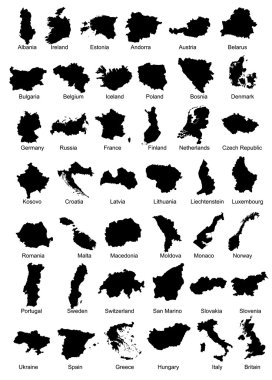 42 Avrupa ülke haritaları