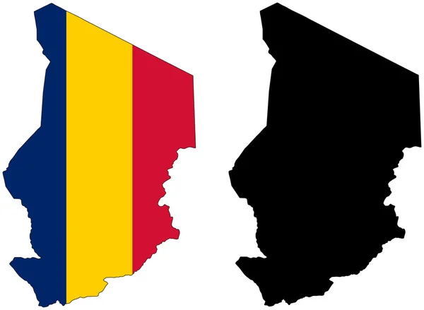 Vlajky a silueta Čadu — Stockový vektor