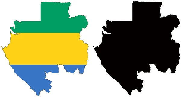 Drapeau et silhouette du Gabon — Image vectorielle