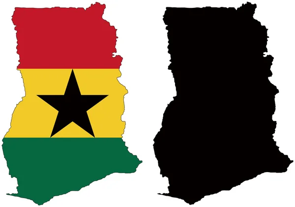 Bandeira e silhueta de Gana — Vetor de Stock