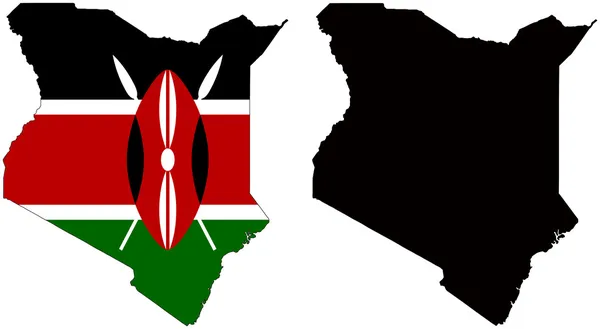 Bandera y silueta de Kenia — Vector de stock