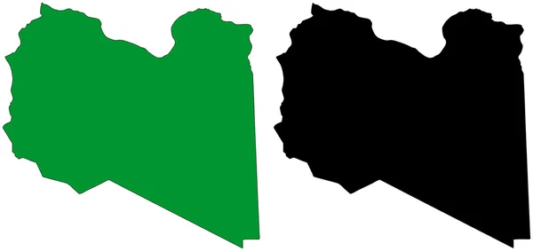 실루엣과 리비아의 국기 — 스톡 벡터
