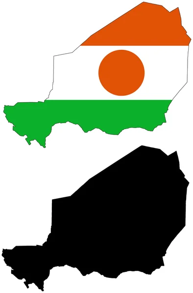 Bendera dan siluet Niger - Stok Vektor