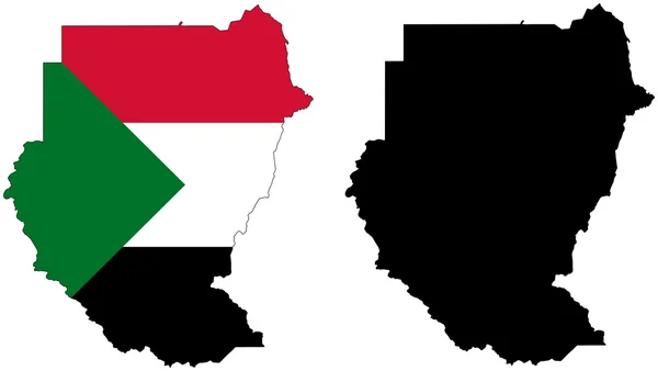 Flagga och silhuetten av sudan — Stock vektor