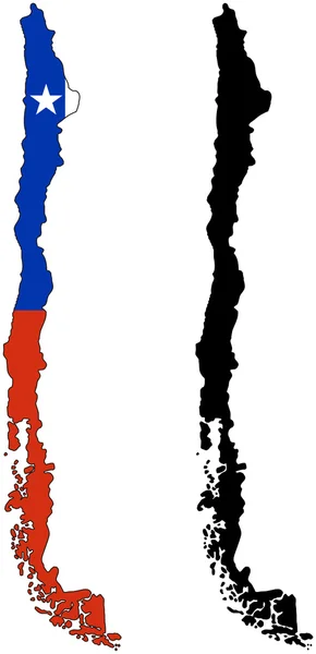Siluet ve Şili bayrağı — Stok Vektör