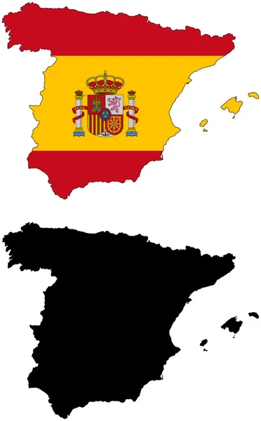 船旗国和西班牙的剪影 — 图库矢量图片