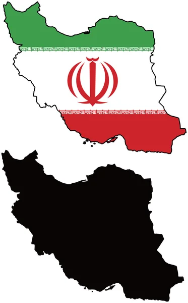 Bandera y silueta de Irán — Archivo Imágenes Vectoriales