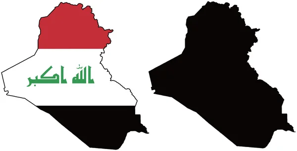 Flag and silhouette of Iraq — Stock Vector