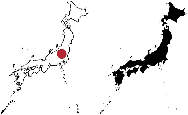 Флаг и силуэт Японии — стоковый вектор