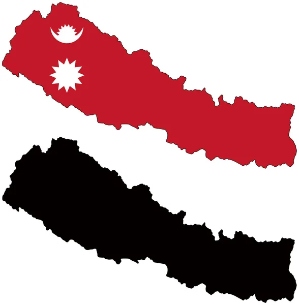 Flagge und Silhouette von Nepal — Stockvektor