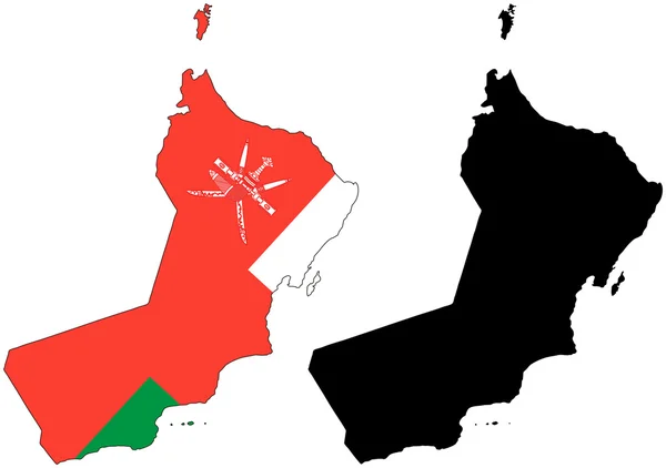 ओमान का ध्वज और सिल्हूट — स्टॉक वेक्टर