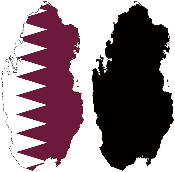 Siluet dan bendera Qatar - Stok Vektor