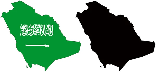 Siluet dan bendera Saudi - Stok Vektor