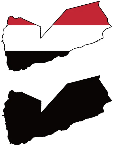 Flag and silhouette of Yemen — Stock Vector