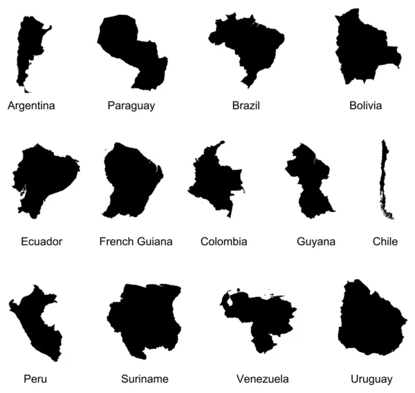 13 South America Country Maps — Stock Vector