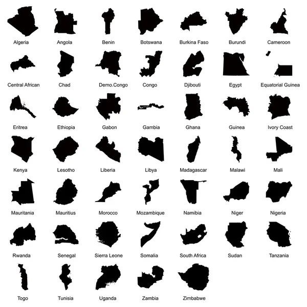 47 afrikanische Landkarten — Stockvektor