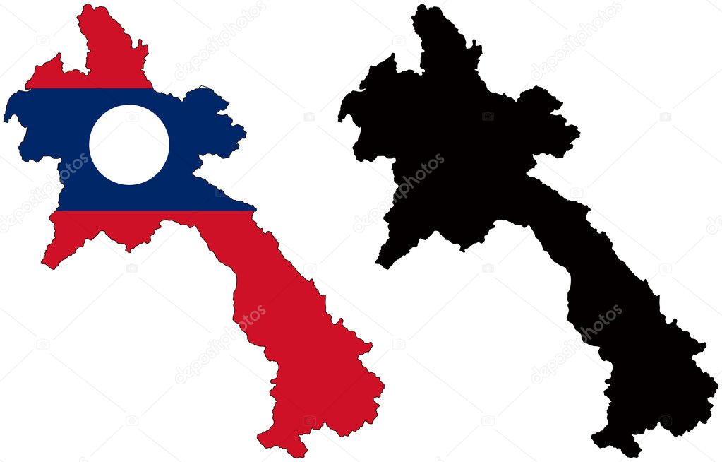 Silhouette and flag of Laos