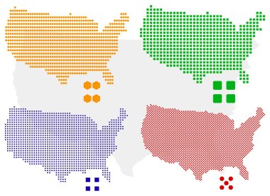 Pixel map of USA clipart