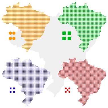 Pixel map of Brazil clipart