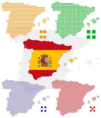 Pixel map of spain clipart