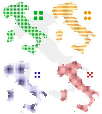 Pixel map of Italy clipart