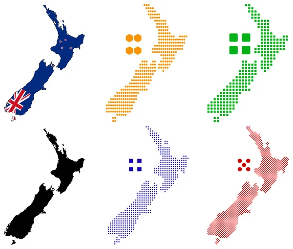 Pixel χάρτη της Νέας Ζηλανδίας — Διανυσματικό Αρχείο