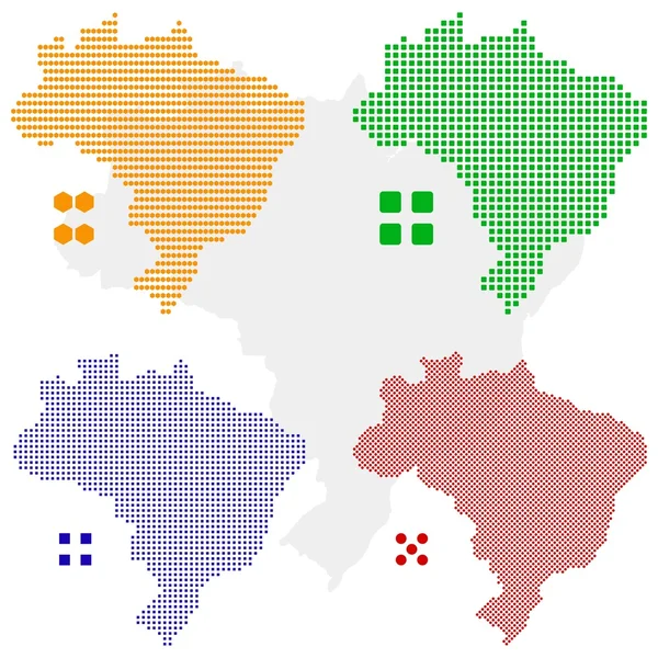 Pixel karta över Brasilien — Stock vektor