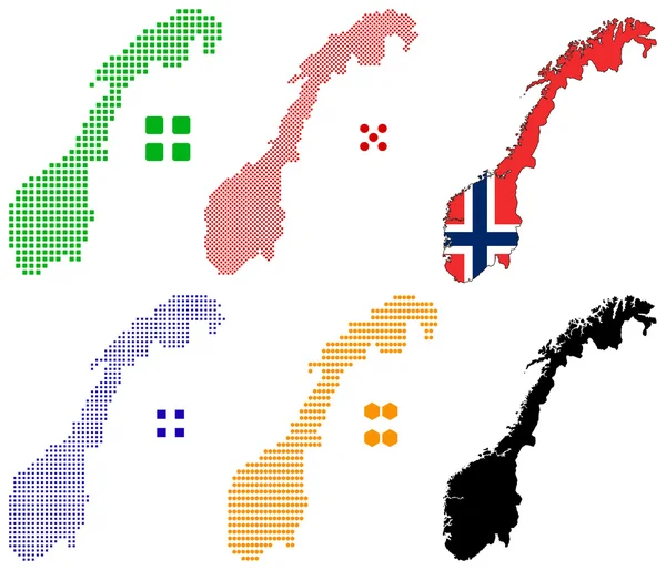 노르웨이의 픽셀 지도 — 스톡 벡터