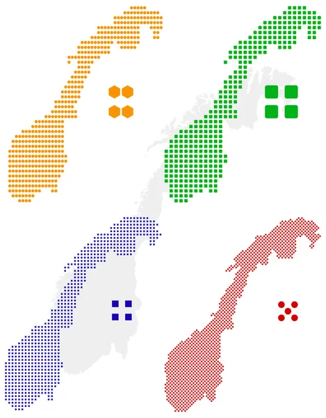 Pixel χάρτη της Νορβηγίας — Διανυσματικό Αρχείο