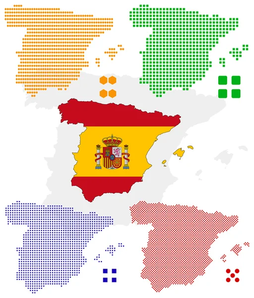Pixel Χάρτης της Ισπανίας — Διανυσματικό Αρχείο