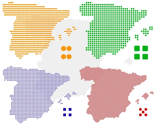 Pixel karta över Spanien — Stock vektor