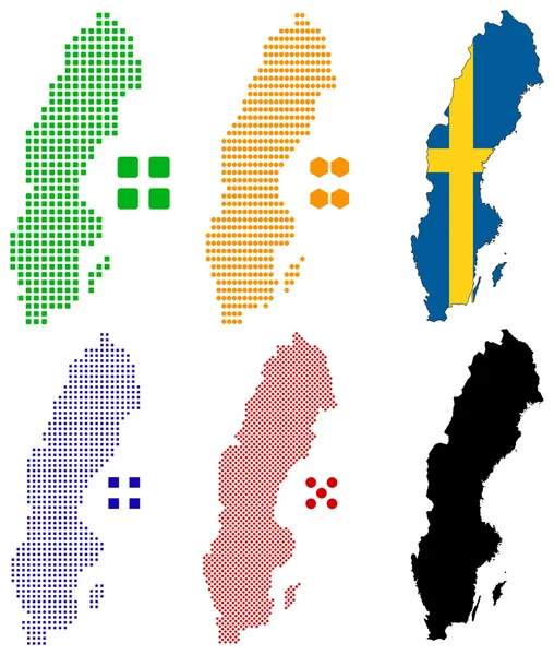 스웨덴의 지도 픽셀 — 스톡 벡터