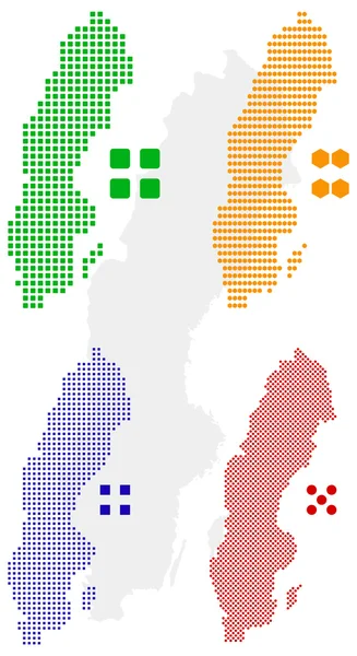 Pixel karta över Sverige — Stock vektor