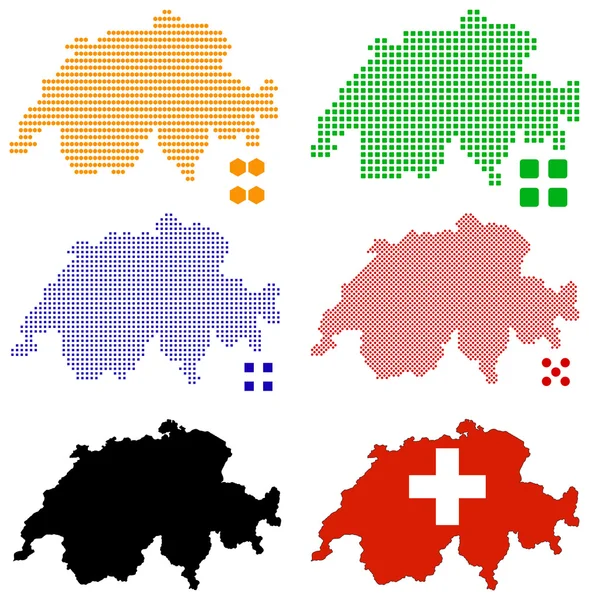 Пиксельная карта Швейцарии — стоковый вектор